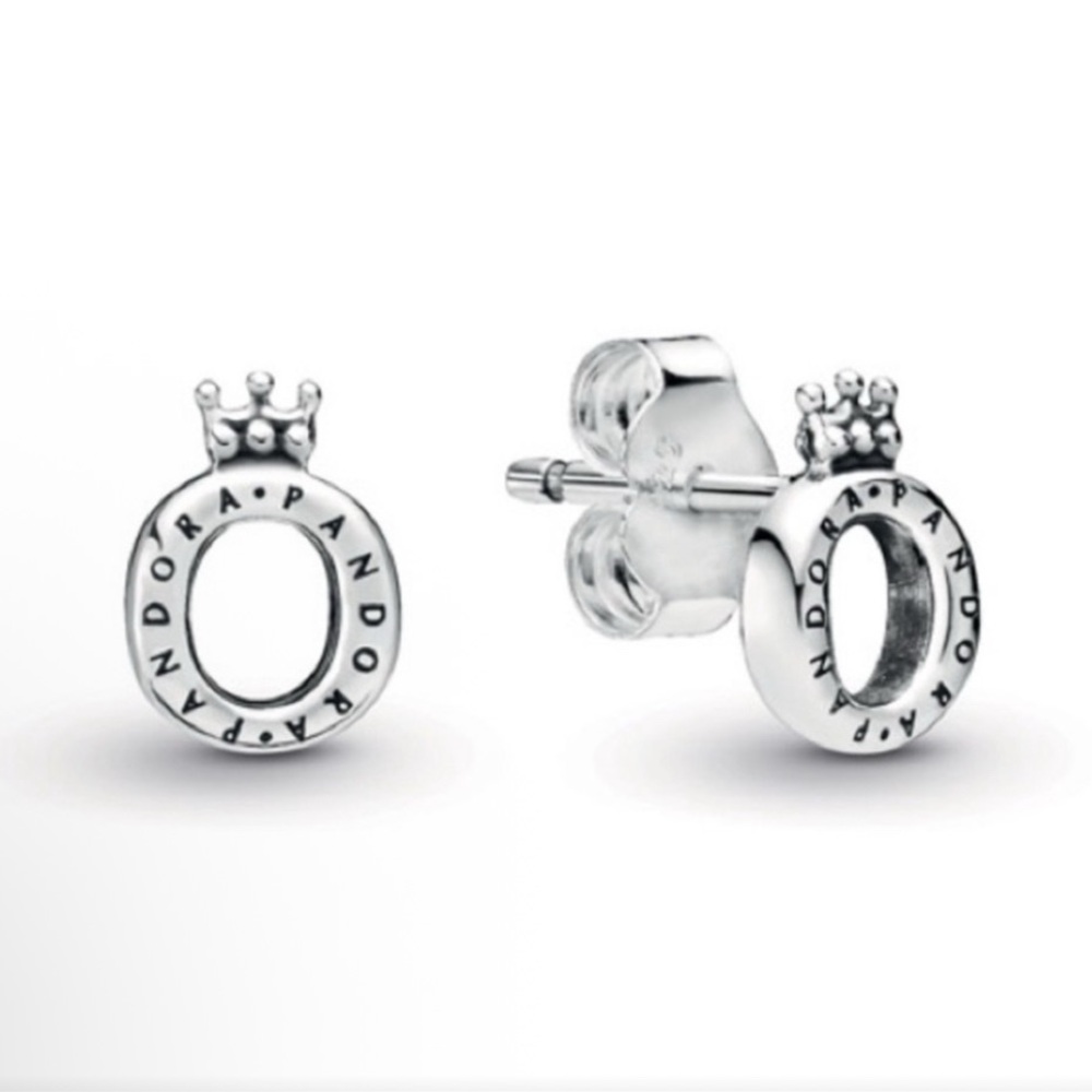 Pandora Polished O Stud Crown 925 Sterling Silver Earrings